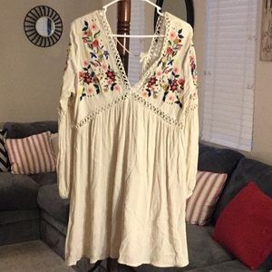 Simi Sue anthropology Beautiful Embroidery Boho Dress size Large